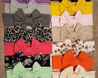 CLEARANCE Jersey knit headbands bow Headband baby head wrap girls turban headband age 6-12 months Ready to ship