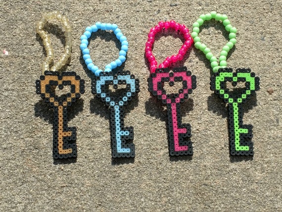 4 Pack of Assorted Key Perlers on Kandi Bracelets Plur Pack