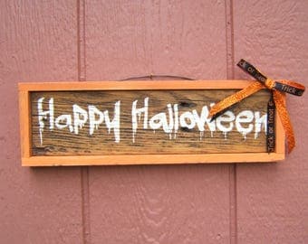 Framed Halloween Front Door Sign, Outdoor Halloween Decoration, Happy Halloween Sign, Halloween Door Decor