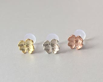 Silver Flower Helix Earring Sterling silver Sakura Flower Tragus Piercing Cartilage Piercing 16G 6mm 8mm 10mm Flower Bioplast Bioflex