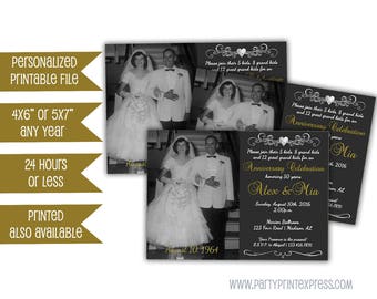 Printable Vow Renewal Invitation - 50th Anniversary Invitation - 50th Wedding Anniversary Party - DIY 50th Wedding - Chalk - 60th 40th any