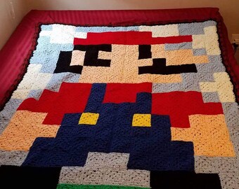 Mario Pixel 8bit Blanket Afghan