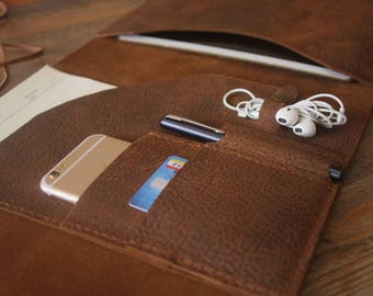 Personalized MacBook Sleeve, New 2016 Macbook Bag Covers, Custom Laptop Case for MacBook, All Laptops - Genuine Luxury Brown Leather