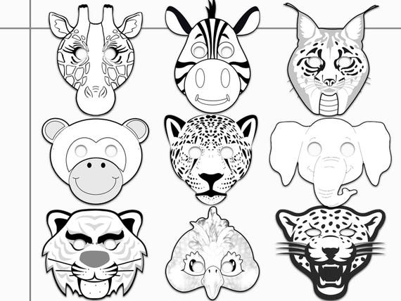 Jungle Animals Printable Coloring Masks jaguar tiger