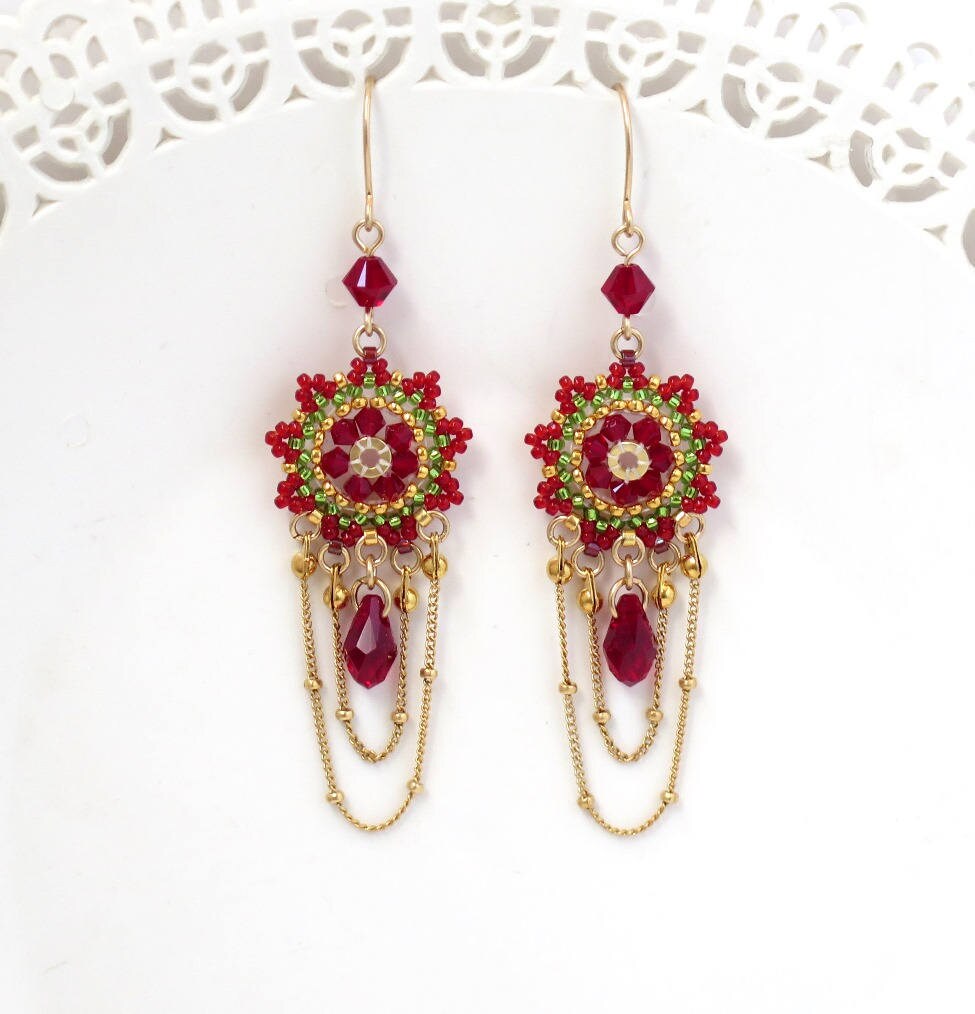 Statement earring Gold chandelier earrings Long dangle