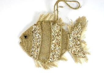 Big Burlap Fish Brown Fish Rustic Fish Scrapbooking Embellisments Craft Fish Mermaid Crown