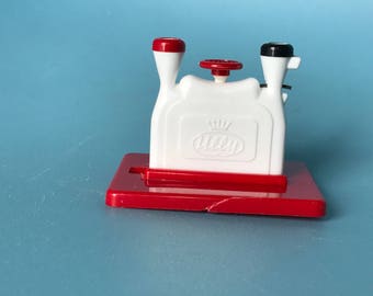 Vintage Ully Needle Threader; Marked Western Germany; Red and White Plastic Needle Threader