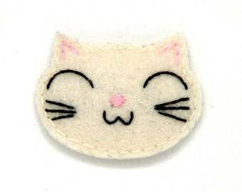 Wool Felt Cat Hair Clip, Toddler Hair Clip, Animal Hair Clip, Kitty hair clip, Girls Hair Accessory,Gift for Girl, Cat Hair Bow
