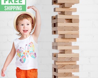 Giant Tower Game with 2-in-1 Storage Crate / Game Table | Free Shipping | Wedding Guest Book Alternative | Jumbo Lawn Games | XL Yard Games