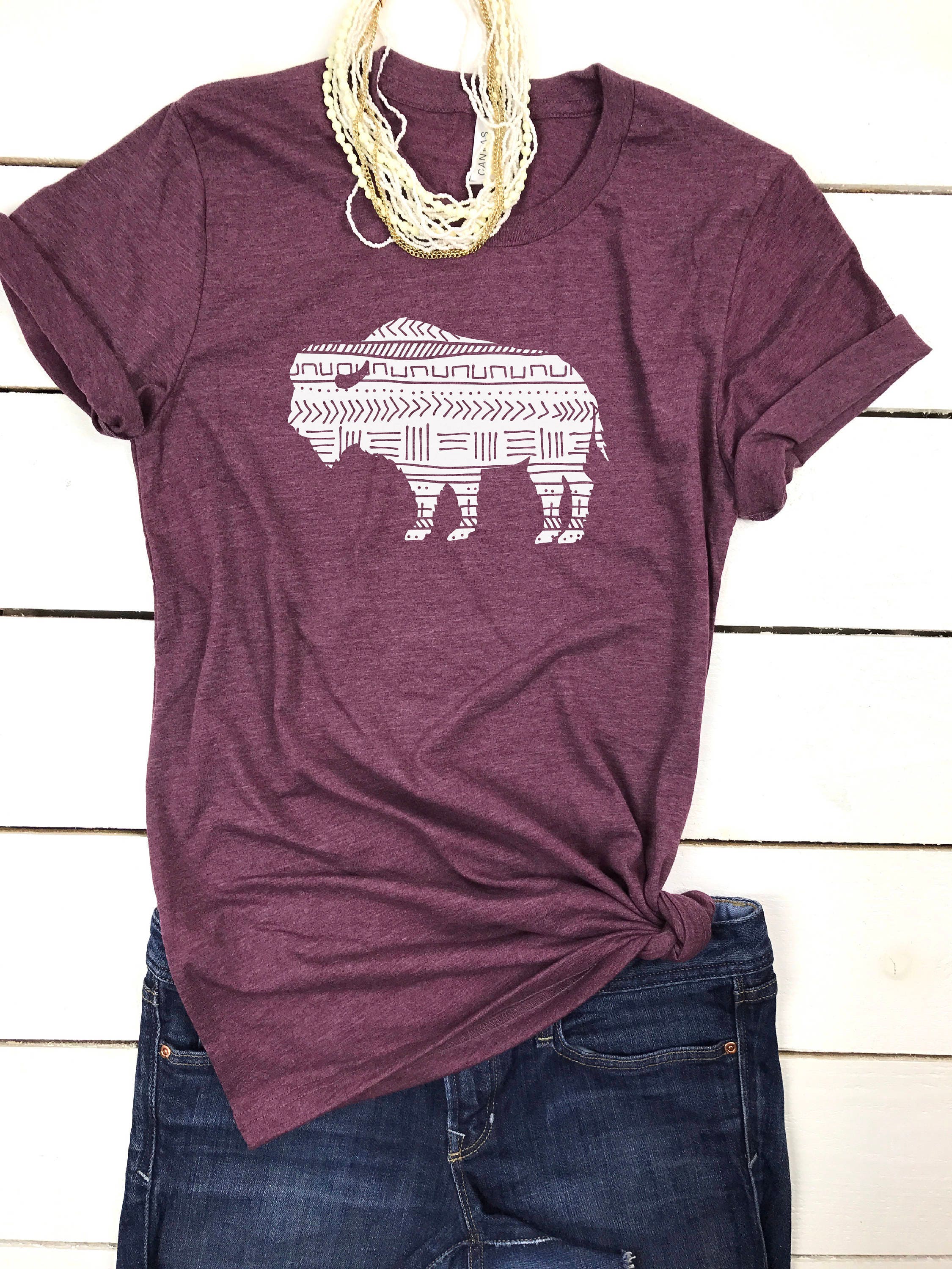 Bison t-shirt Womens Bison shirt bison shirt buffalo shirt