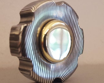 RARE: The Knob in Damasteel Fidget Spinner in Damasteel Parallel DS93X - Very Expensive Metal! Acid Etched or Heat Treated!