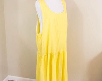 Yellow Gingham Plus Size Vintage Dress - 3X - 4X - Drop Waist - 3X Dress - 4X Dress - Vintage Plus Size - Plus Size Summer Dress