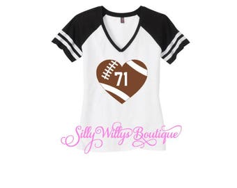 Football mom shirt, Football mom top, Football Heart,Custom Football mom shirt