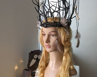 Oberon crown Forest crown Forest witch Pagan crown Festival headpiece Branches headress Elven crown Halloween ready to ship
