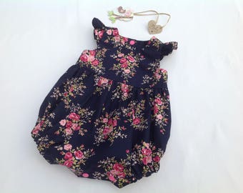 Baby girl romper, flutter sleeves, romper, vintage style romper, Baby shower, baby clothing, playsuit, girls clothing,