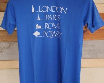 Vintage 1987 London Paris Rome Poway 50/50 Tee USA Made