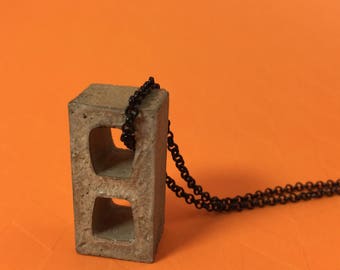 Miniature Cinder Block / Modern Concrete Necklace | Beton Jewelry | Contemporary Design | Building Block | Industrial Style Cement Jewelry