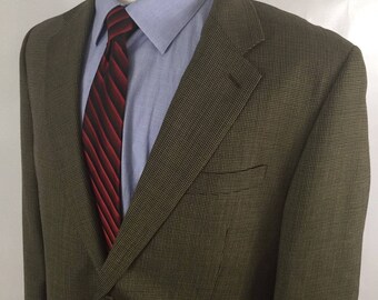 Chaps by Ralph Lauren Men 44R Sport Coat Blazer Jacket Brown Houndstooth 2 Button