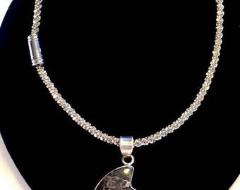Silver neclace with natural Seashell Artifact