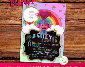 Trolls Invitation, trolls Birthday invitation, trolls invitation party, trolls birthday, trolls party, trolls invite, trolls digital, trolls