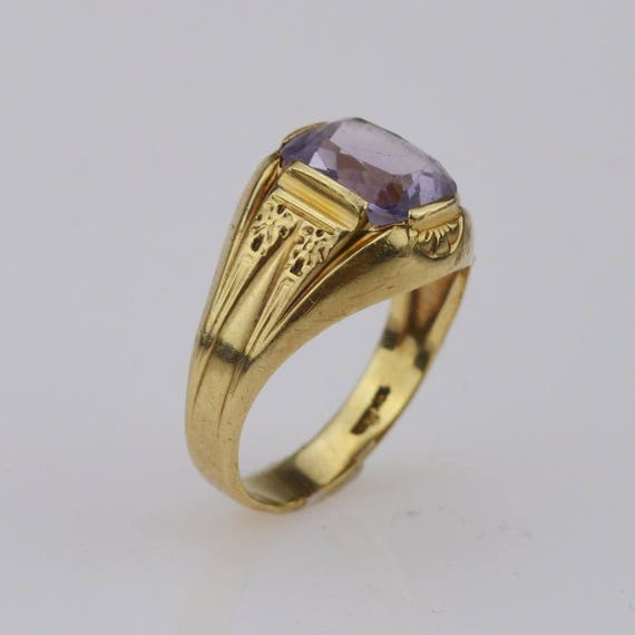 10k Yellow Gold Antique Mens Amethyst Ring Size 9.7501460