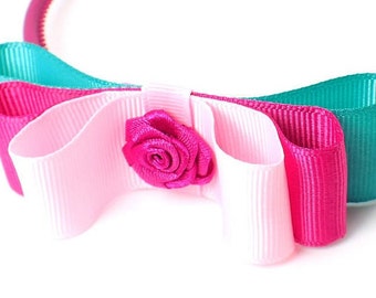 Pink bow headband girls hair bows headbands for girls hot pink alice band bow hair band child bow headband top kids accessory pink bow band