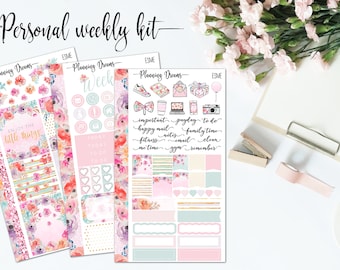 Esme Personal kit || Planner stickers || Personal sticker set, Personal planner, floral stickers, pastel stickers, pink stickers