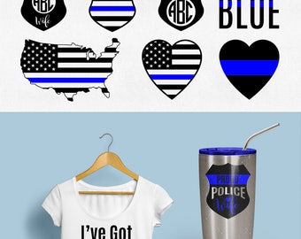 Police Wife Svg Blue Line Svg Cuttable Design Blue Line Monogram Svg Cut File Police Wife Badge Svg Cricut Police Officer Svg Dxf Silhouette