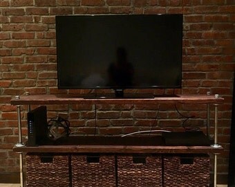 Industrial Tv Stand, Tv Console, Console Table, TV Media, Reclaimed Wood