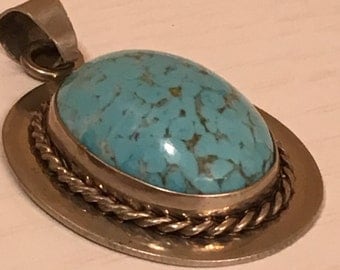Mexico Silver Turquoise Pendant