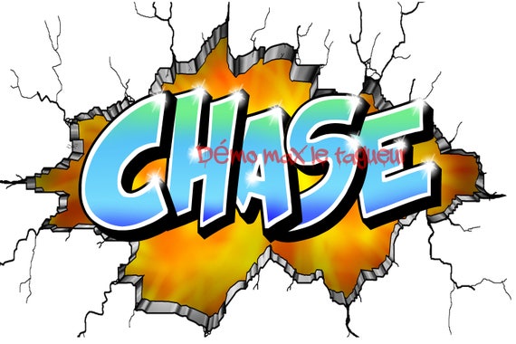 Customizable tag Chase graffiti style Cartoon sticker giant