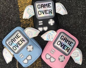 3 Colors Gameboy Purse Harajuku Purse Gamer Purse Pink Purse Holographic Purse Holo Purse Wings Purse Pink Harajuku Purse Kawaii Pink Purse