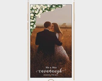 White Floral Wedding Snapchat Filter | White Hydrangea Wedding Geofilter | White Flowers Modern Snapchat Filter | Custom Wedding Geofilter |