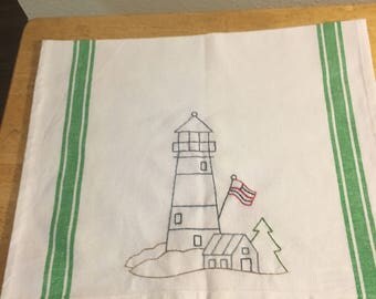 Lighthouse kitchen tea towel