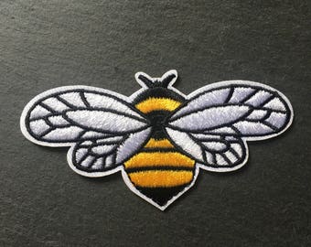 Tiny Bee Patch Iron On Embroidered Patches Metallic Gold