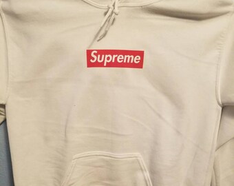 supreme white hoodie red box logo