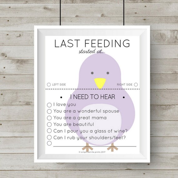 Breastfeeding Tracking Sheet Bird