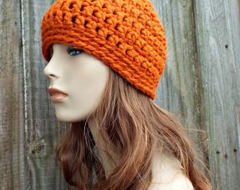 Pumpkin Orange Beanie - Orange Crochet Hat Orange Womens Hat Orange Mens Hat - Warm Winter Hat - Orange Hat - READY TO SHIP