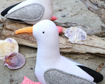 Gary & Glen : seagull plush sewing, seagull pattern, seagull toy, seagull plush, seagull softie, felt seagull, seagull toy PDf, seaside toy