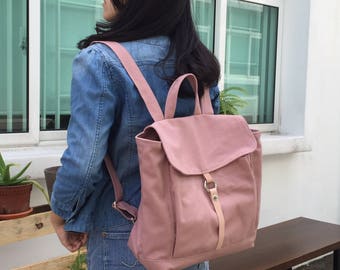 Pale Pink diaper bag backpack ,back to School Satchel ,College laptop bag, Women Rucksack, Leather backpack Women / Sale 30% - no.102 -TANYA