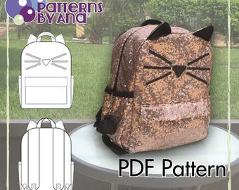 Back to School! Girl Kitty Toddler Backpack PDF Sewing Pattern. DIY