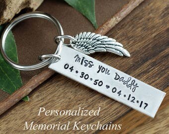 Personalized Memorial Key Chain, Loss of Father Gift, Sympathy Gift, Remembrance Gift, Loss of Loved One, Loss of Parent, Memorial Gift,