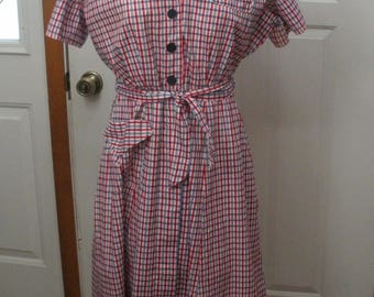 Vintage Princess Peggy Red White Blue Dress- Cotton Day Dress
