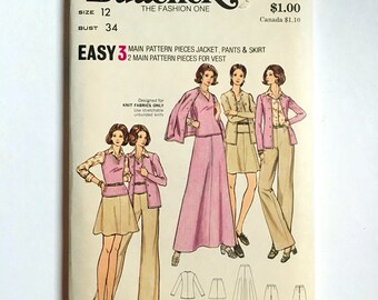 Vintage Sewing Pattern Women's 70's Mostly Uncut, Butterick 6992, Jacket, Vest, Skirt, Pants (S)
