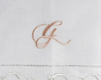 Monogrammed Linen Hemstitched Guest Towels (set of 2)