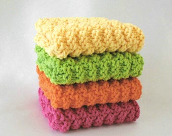 Knit Dishcloths Cotton Washcloths Knitted Dishcloths Bright Colors