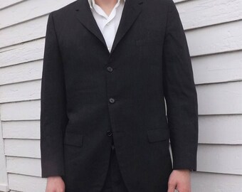 50s Mens Suit Jacket 40 Dark Charcoal Gray Formal