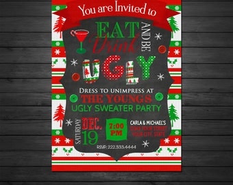 Holiday Party Invitation Ugly Pajama Party Invitation