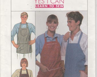 Easy Apron Pattern Pockets One Size uncut Simplicity 9245 Learn to Sew Pattern