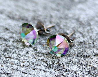 Titanium Earrings, Paradise Shine Swarovski Crystal, Hypoallergenic